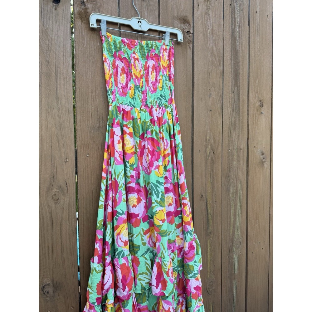 Abel the Label Anthropologie Mimosa Maxi Dress S Smocking Strapless New Floral - Picture 7 of 9
